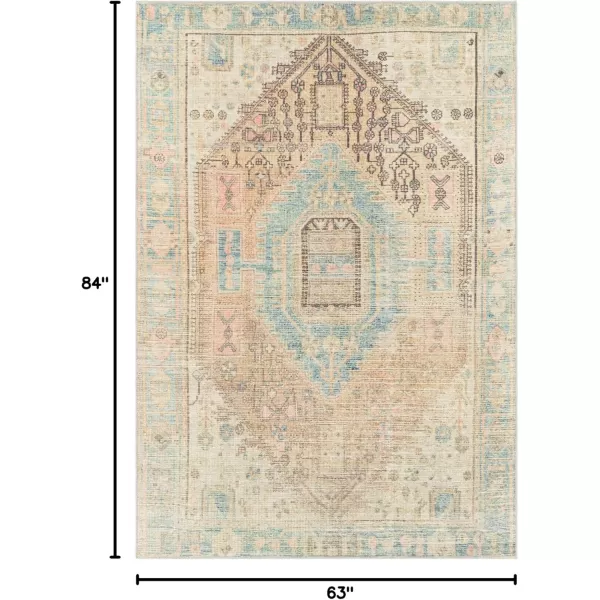Livabliss Arias Vintage Washable Area Rug53quot x 7Coral