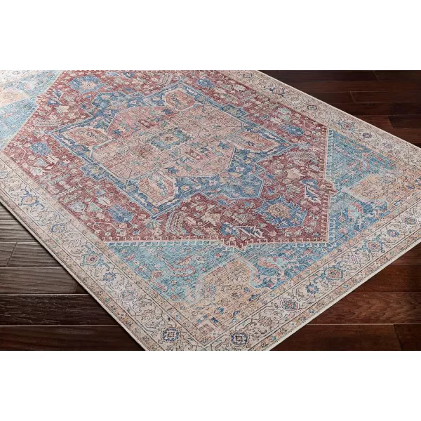 Livabliss Audrey Vintage Medallion Washable Area Rug53quot x 73quot Burnt OrangeDenimBurnt OrangeDenim