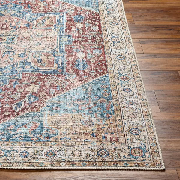 Livabliss Audrey Vintage Medallion Washable Area Rug53quot x 73quot Burnt OrangeDenimBurnt OrangeDenim