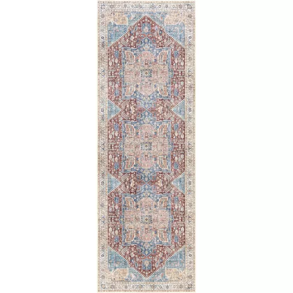 Livabliss Audrey Vintage Medallion Washable Area Rug53quot x 73quot Burnt OrangeDenimBurnt OrangeDenim