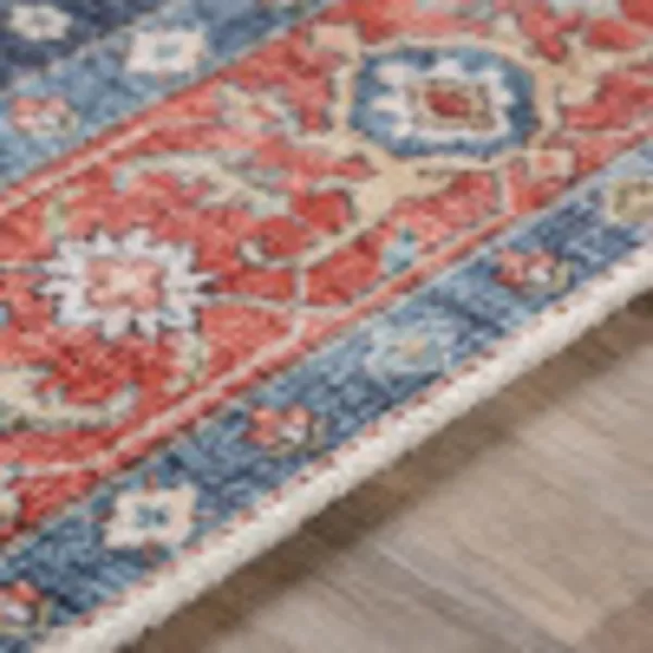 Livabliss Audrey Vintage Medallion Washable Area Rug53quot x 73quot Burnt OrangeDenimPeachNavy