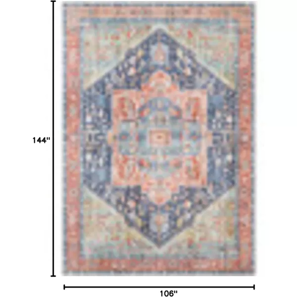 Livabliss Audrey Vintage Medallion Washable Area Rug53quot x 73quot Burnt OrangeDenimPeachNavy