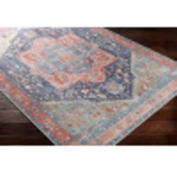 Livabliss Audrey Vintage Medallion Washable Area Rug53quot x 73quot Burnt OrangeDenimPeachNavy