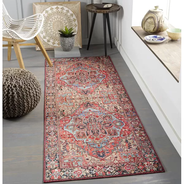 Livabliss Reeta Printed Medallion Area Rug5 x 76quotBright RedWheatBright RedWheat