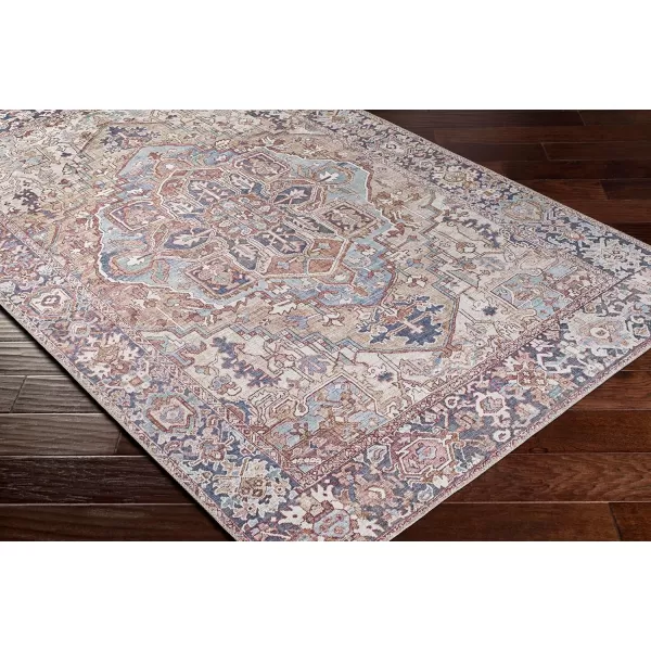 Livabliss Reeta Printed Medallion Area Rug5 x 76quotBright RedWheatBrownNavy