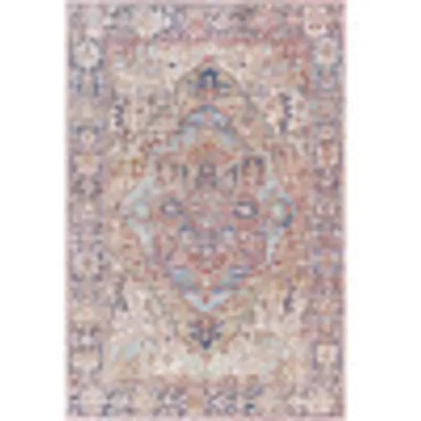 Livabliss Reeta Printed Medallion Area Rug5 x 76quotBright RedWheatBrownNavy