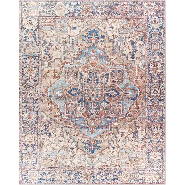 Livabliss Reeta Printed Medallion Area Rug5 x 76quotBright RedWheatBrownNavy