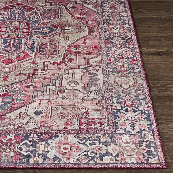 Livabliss Reeta Printed Medallion Area Rug5 x 76quotBright RedWheatBurgundyDark Blue