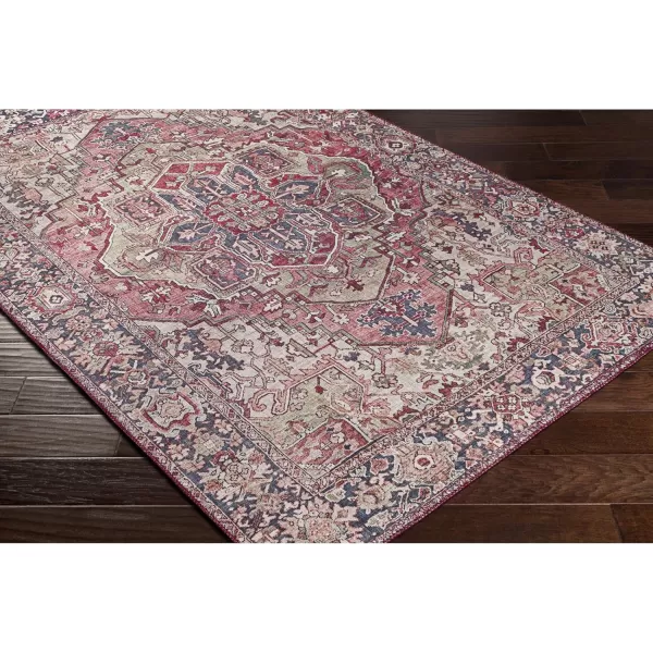 Livabliss Reeta Printed Medallion Area Rug5 x 76quotBright RedWheatBurgundyDark Blue