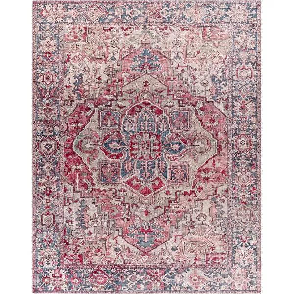 Livabliss Reeta Printed Medallion Area Rug5 x 76quotBright RedWheatBurgundyDark Blue