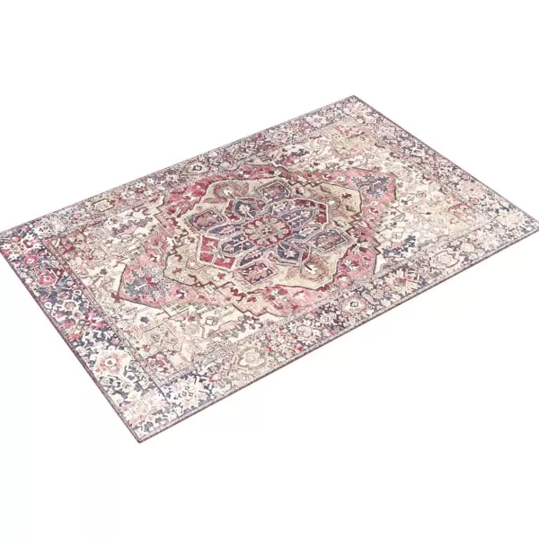 Livabliss Reeta Printed Medallion Area Rug5 x 76quotBright RedWheatBurgundyDark Blue