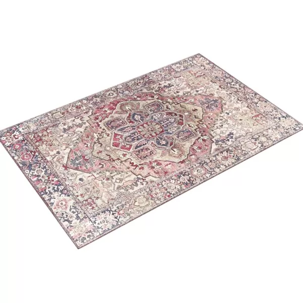 Livabliss Reeta Printed Medallion Area Rug5 x 76quotBright RedWheatBurgundyDark Blue