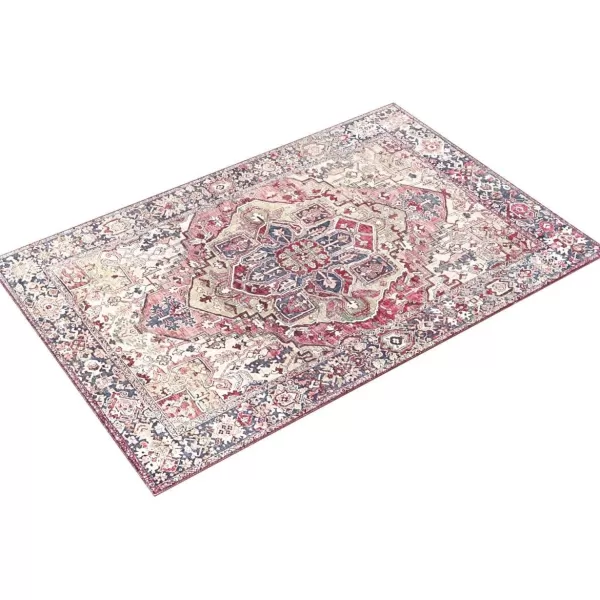 Livabliss Reeta Printed Medallion Area Rug5 x 76quotBright RedWheatBurgundyDark Blue