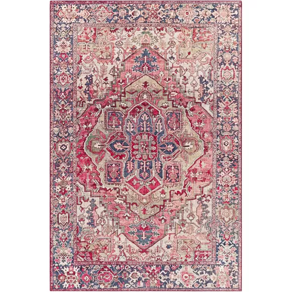 Livabliss Reeta Printed Medallion Area Rug5 x 76quotBright RedWheatBurgundyDark Blue