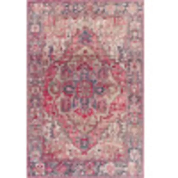 Livabliss Reeta Printed Medallion Area Rug5 x 76quotBright RedWheatBurgundyDark Blue