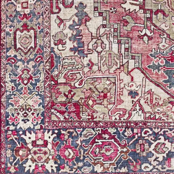 Livabliss Reeta Printed Medallion Area Rug5 x 76quotBright RedWheatBurgundyDark Blue