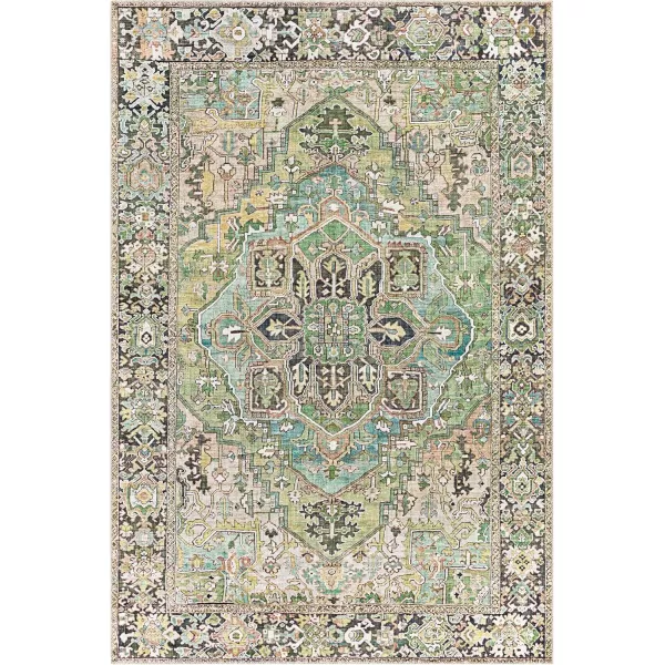 Livabliss Reeta Printed Medallion Area Rug5 x 76quotBright RedWheatDark Green