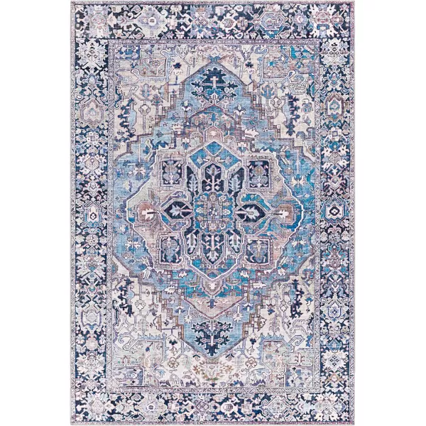 Livabliss Reeta Printed Medallion Area Rug5 x 76quotBright RedWheatDenimLilac