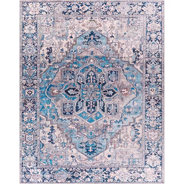 Livabliss Reeta Printed Medallion Area Rug5 x 76quotBright RedWheatDenimLilac