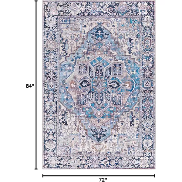 Livabliss Reeta Printed Medallion Area Rug5 x 76quotBright RedWheatDenimLilac