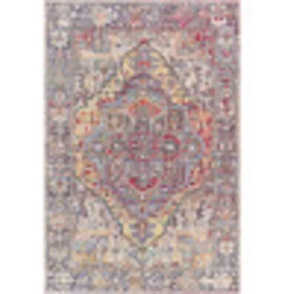 Livabliss Reeta Printed Medallion Area Rug5 x 76quotBright RedWheatOrangeDenim