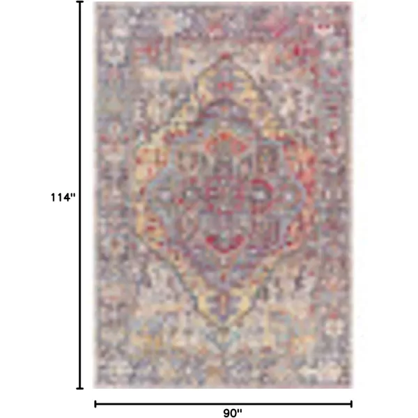 Livabliss Reeta Printed Medallion Area Rug5 x 76quotBright RedWheatOrangeDenim