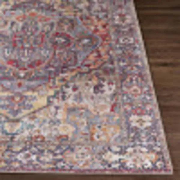 Livabliss Reeta Printed Medallion Area Rug5 x 76quotBright RedWheatOrangeDenim