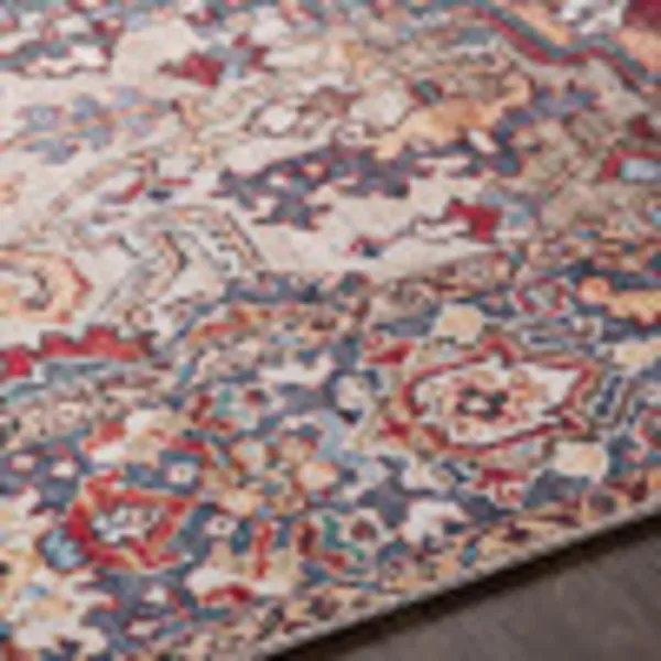 Livabliss Reeta Printed Medallion Area Rug5 x 76quotBright RedWheatOrangeDenim