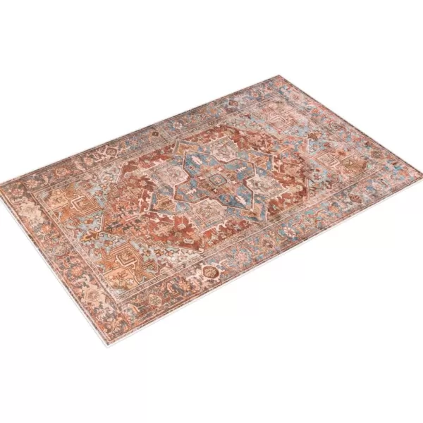 Livabliss Stacia Oriental Washable Area Rug 5 ft x 7 ft 6 in RedBlueRedBlue