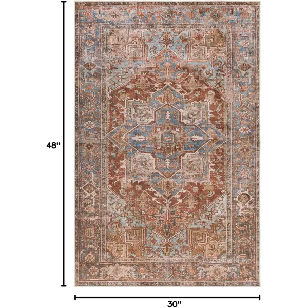 Livabliss Stacia Oriental Washable Area Rug 5 ft x 7 ft 6 in RedBlueRedBlue