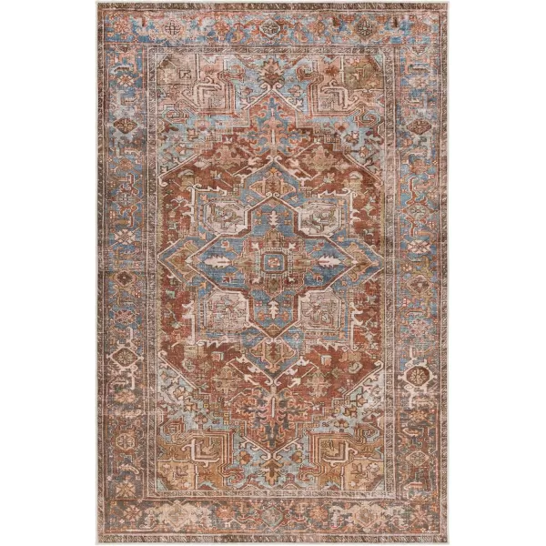 Livabliss Stacia Oriental Washable Area Rug 5 ft x 7 ft 6 in RedBlueRedBlue