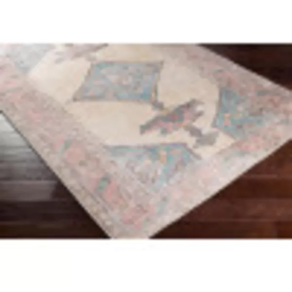 Livabliss Yolanda Vintage Medallion Washable Area Rug53quot x 73quot Sky BlueOrangeSky BlueOrange