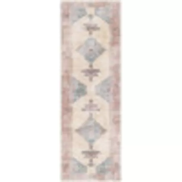 Livabliss Yolanda Vintage Medallion Washable Area Rug53quot x 73quot Sky BlueOrangeSky BlueOrange