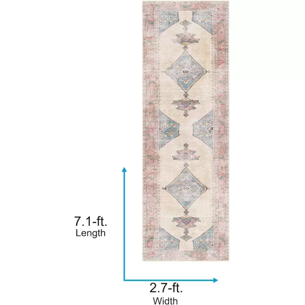 Livabliss Yolanda Vintage Medallion Washable Area Rug53quot x 73quot Sky BlueOrangeSky BlueOrange