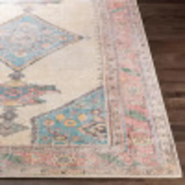 Livabliss Yolanda Vintage Medallion Washable Area Rug53quot x 73quot Sky BlueOrangeSky BlueOrange