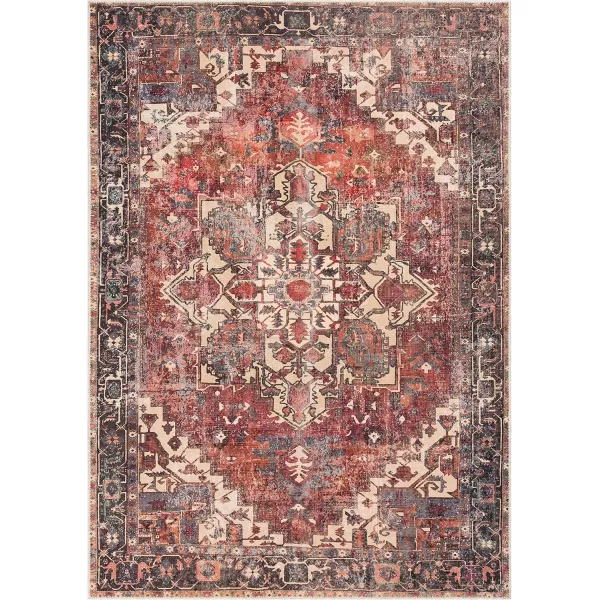 Livabliss Yuki Vintage Oriental Washable Area Rug53quot x 73quot RustRust