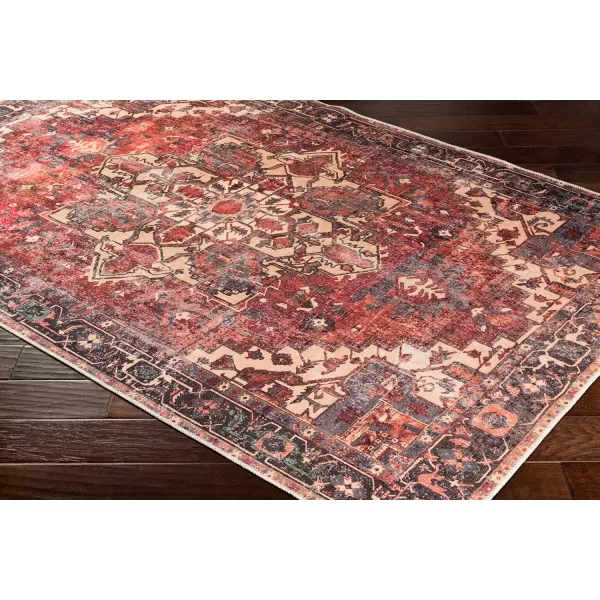 Livabliss Yuki Vintage Oriental Washable Area Rug53quot x 73quot RustRust