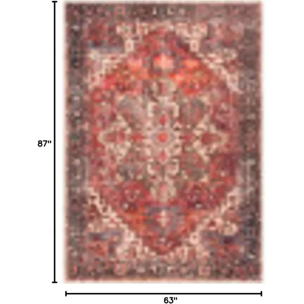 Livabliss Yuki Vintage Oriental Washable Area Rug53quot x 73quot RustRust