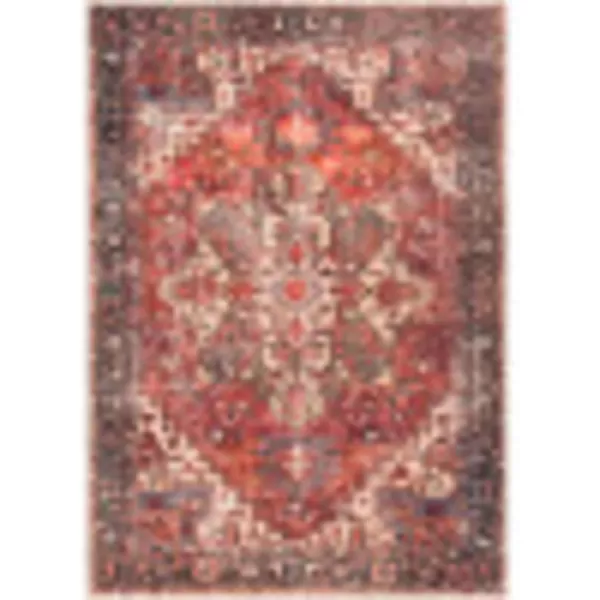 Livabliss Yuki Vintage Oriental Washable Area Rug53quot x 73quot RustRust