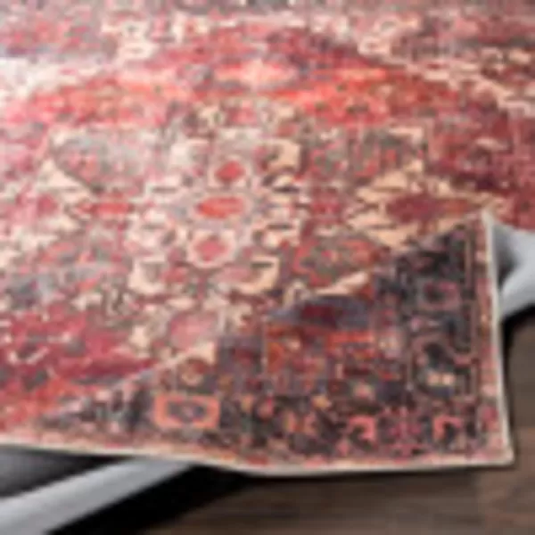 Livabliss Yuki Vintage Oriental Washable Area Rug53quot x 73quot RustRust