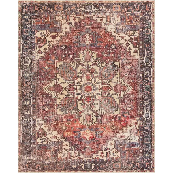 Livabliss Yuki Vintage Oriental Washable Area Rug53quot x 73quot RustRust