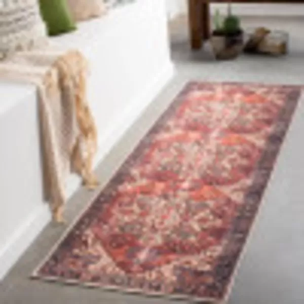 Livabliss Yuki Vintage Oriental Washable Area Rug53quot x 73quot RustRust