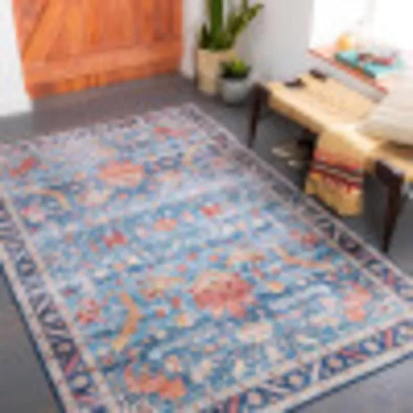 Artistic Weavers Xavi Oriental Border Area Rug 5 x 76quot RedDark Blue