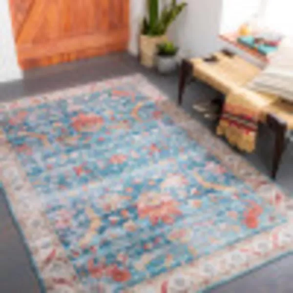 Artistic Weavers Xavi Oriental Border Area Rug 5 x 76quot RedSky Blue