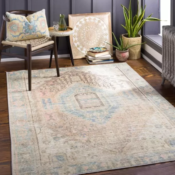 Livabliss Arias Vintage Washable Area Rug53quot x 7Coral