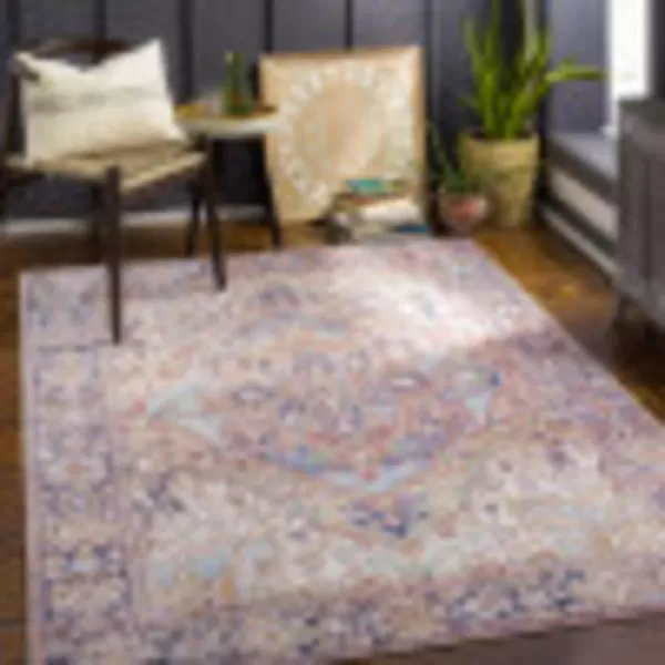 Livabliss Reeta Printed Medallion Area Rug5 x 76quotBright RedWheatBrownNavy