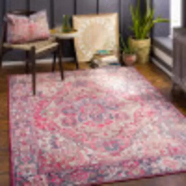 Livabliss Reeta Printed Medallion Area Rug5 x 76quotBright RedWheatBurgundyDark Blue