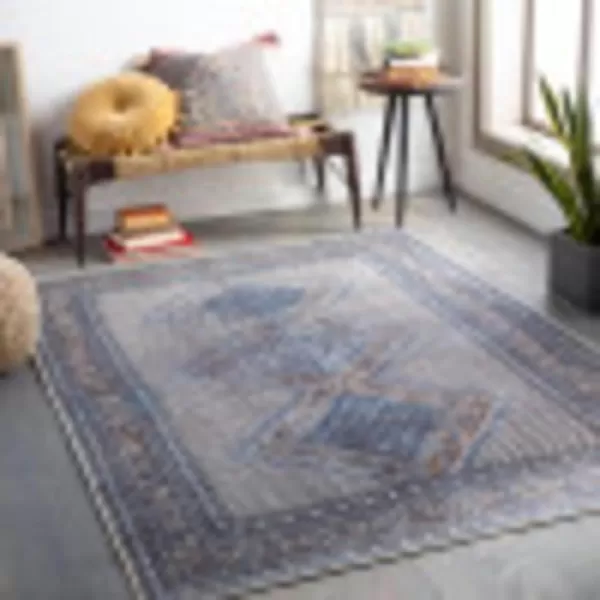 Livabliss Silvia Vintage Oriental Washable Area Rug53quot x 73quot NavyCamel