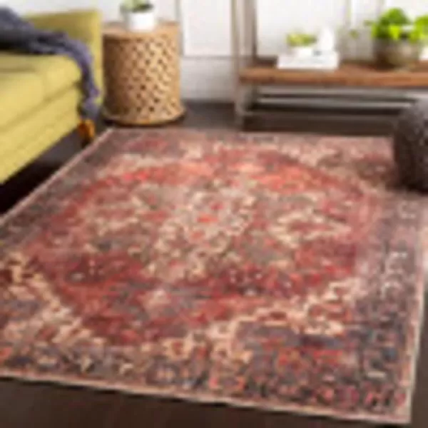 Livabliss Yuki Vintage Oriental Washable Area Rug53quot x 73quot RustRust