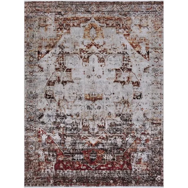 Bravo Dark Red Updated Traditional Area Rug 53 x 73Red  White